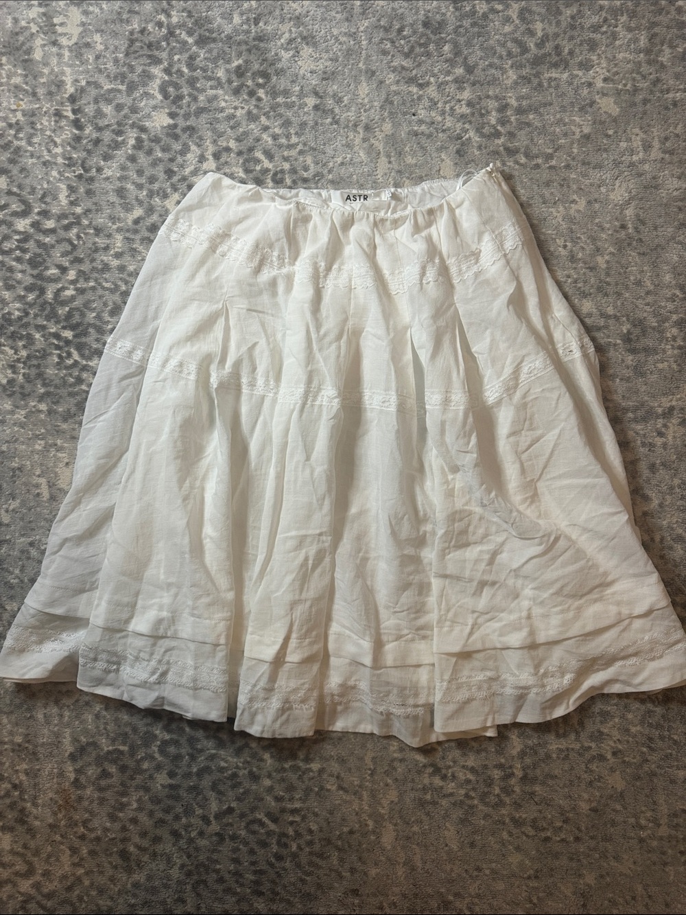 Astr Cotton Skirt with Lace Trim